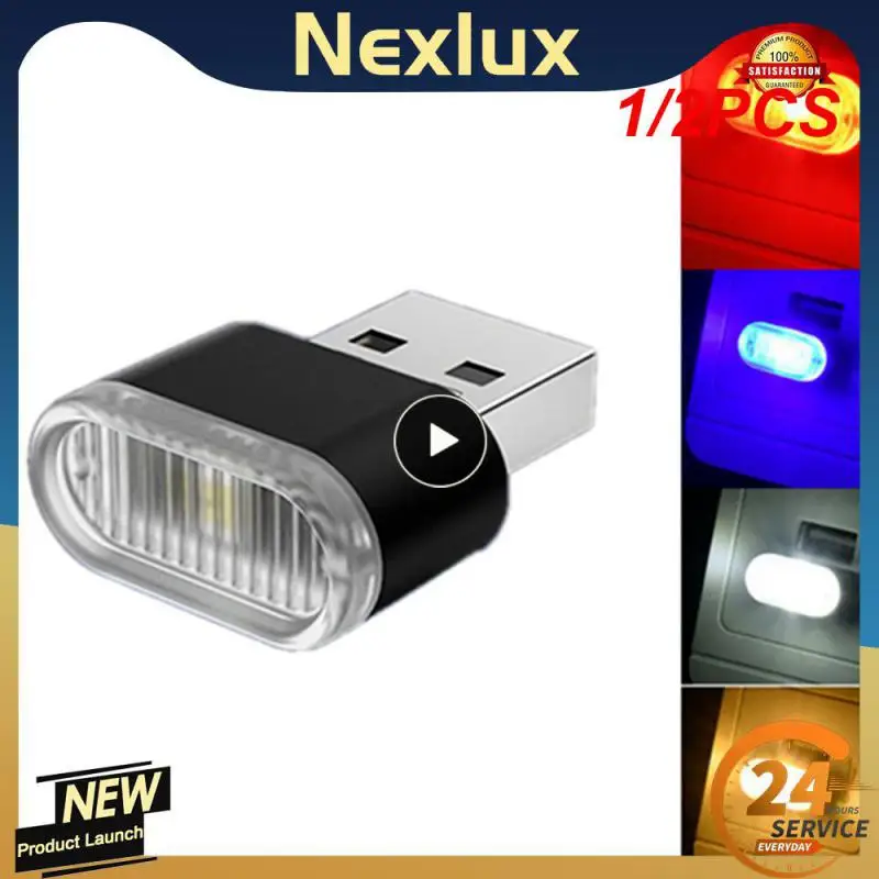 

1/2PCS Car Mini USB LED Atmosphere Lights Car Interior Neon Decorative Lamp Emergency Lighting Universal PC Portable Plug and