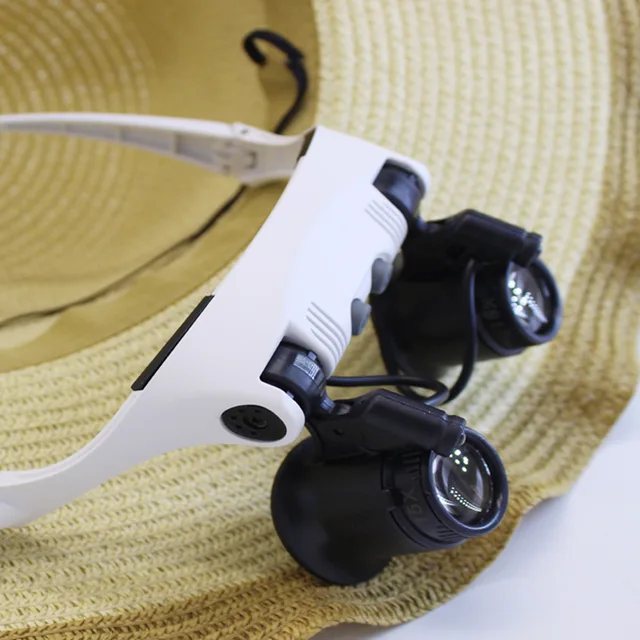Gafas de aumento 10X 15X 20X 25X lámpara de luz Led lupa de cabeza joyería diadema lupa gafas de ojo gafas de vidrio óptico reparación de herramientas - Imagen 2