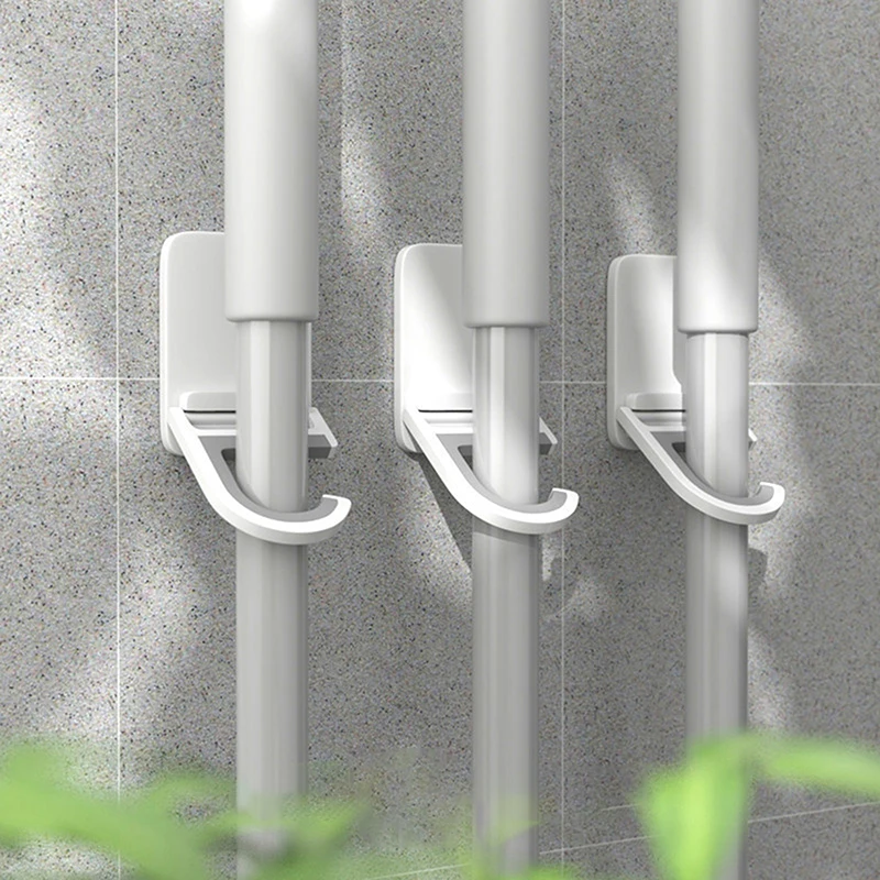 Multifunctional Hooks Kitchen Hook Mop & Broom Holder Mop Storage Rack Home Storage Accessories Mop Clip Wall Mount Broom Mop Clip Holder Self-adhesive Broom Brush Mop Hanger Organizer Rack Kitchen Bathroom Storage Multi-Purpose Hook