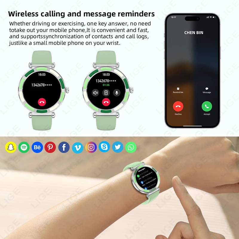 LIGE 2025 New Ladies Smartwatch Female Health Monitor 1.27" HD Bluetooth Call Custom Dials Smart Watch Women For Xiaomi Huawei
