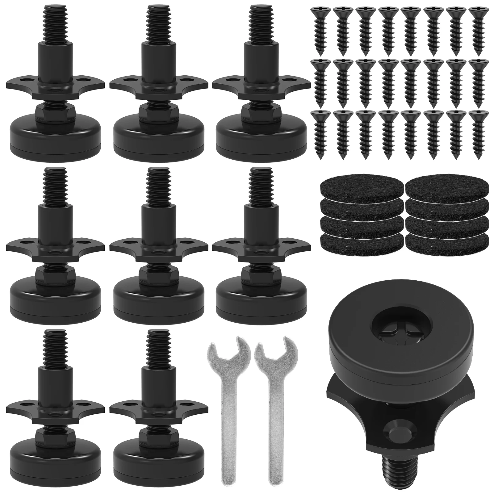 

8Pcs Furniture Levelers Adjustable Furniture Leveling Feet Sturdy Carbon Steel Sofa Chair Leg Raiser with Wrench and Felt Pads