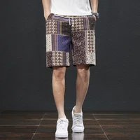 2024 Summer New Beach Shorts Men's Fashion Ethnic Print Breathable Elastic Versatile Street Casual Capris 1