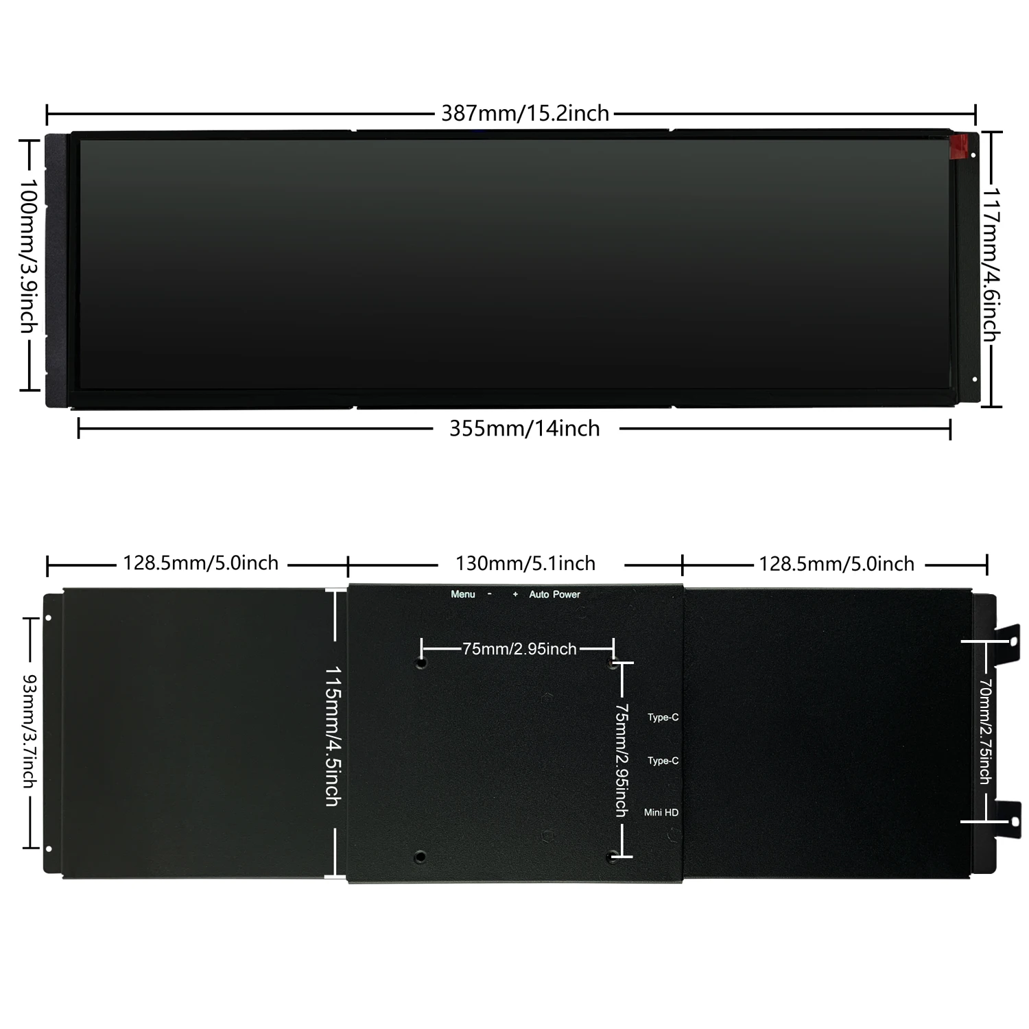 Wisecoco HYTE Y70 ̽ ޴ , PC ̸  ÷, CPU GPU µ ġ ũ, 14.5 ġ, 2.5K, 2560x720