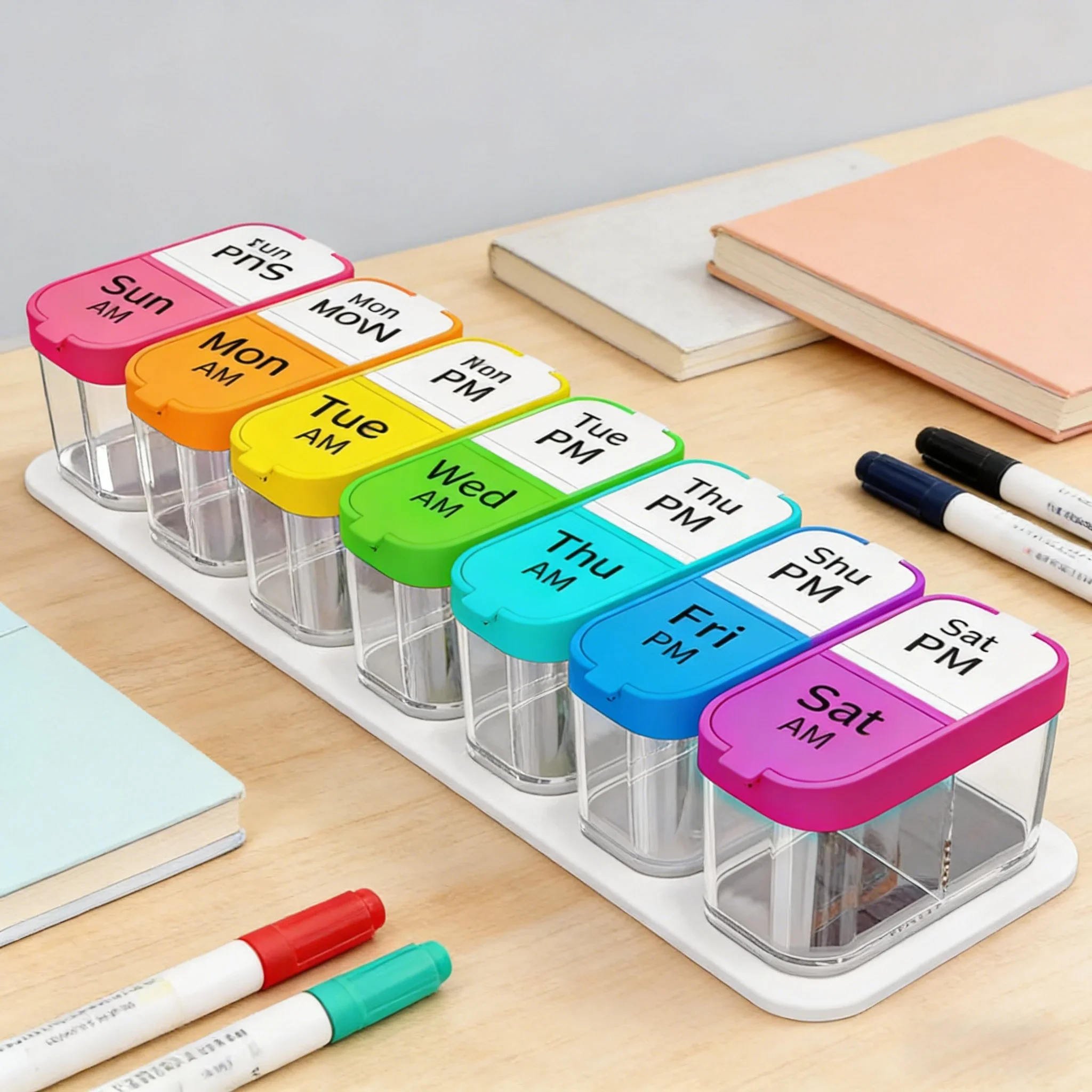 Oversized Weekly Pill Organizer with AM/PM Compartments for Medications and Supplements