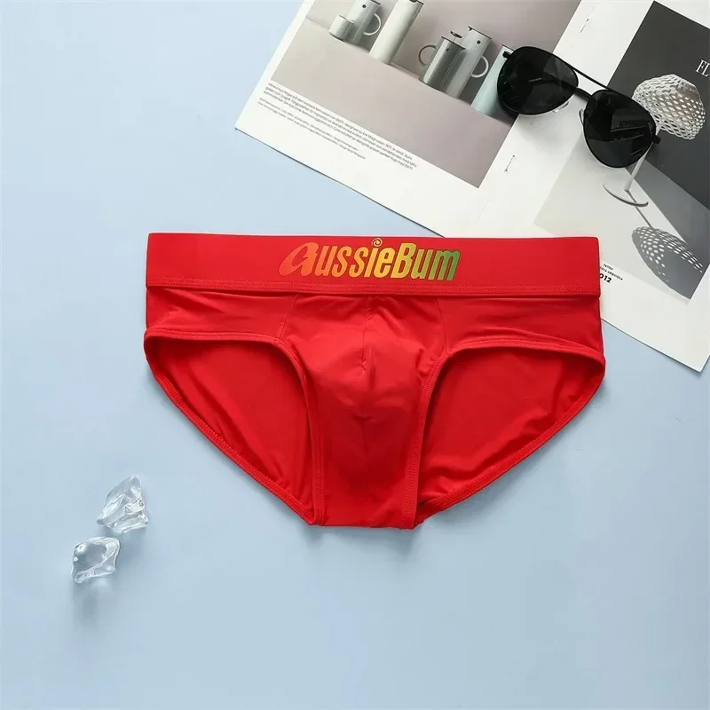 Men's briefs milk silk low waist elastic color belt comfortable U convex bag 2