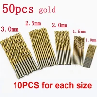 Forets revêtus de titane HSS, ensemble d'outils en acier rapide, outils électriques de qualité, 100mm, 1/1mm, 2/2mm, 3mm, 50 pièces 3