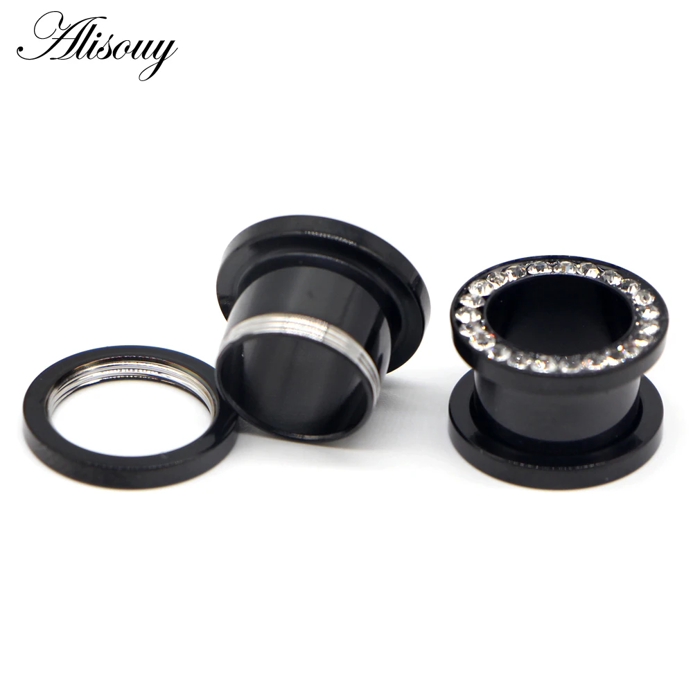 Alisouy Ear Expander Body Piercing Jewelry 2Pcs Stainless Steel Single Flare Flesh Tunnel Ear Plugs 2-31mm Crystal Stretcher piercing jewelry ear piercing jewelry body piercing jewelry body jewelry