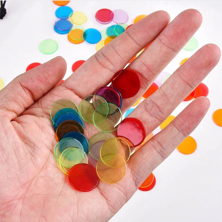 Counters for Maths Montessori Math Learning Education Toys Transparent Plastic Discs Bingo Chips Counting Markers 100 Pcs