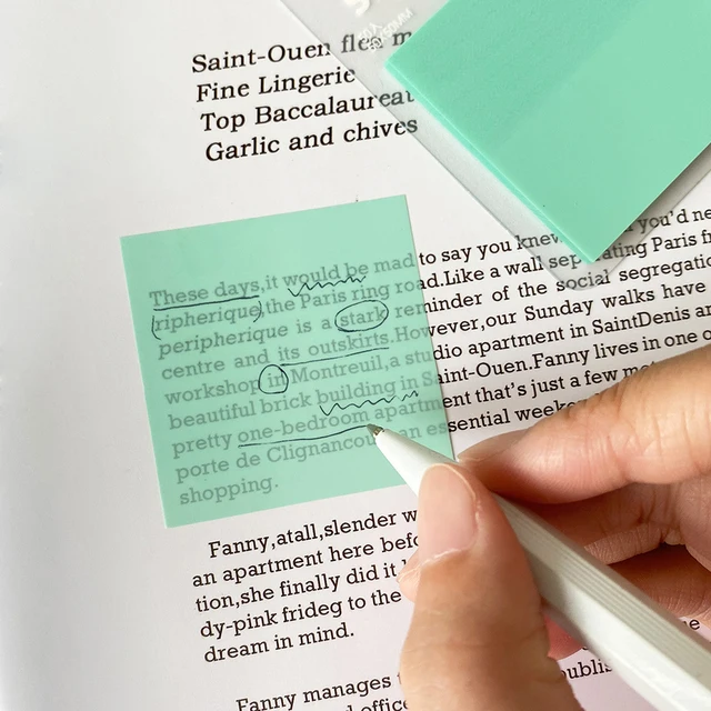 100 Sheets Transparent Colorful Sticky Note 7.5*7.5cm Waterproof Memo Sticker Bookmark Notes Student Stationery Office Supplies 2