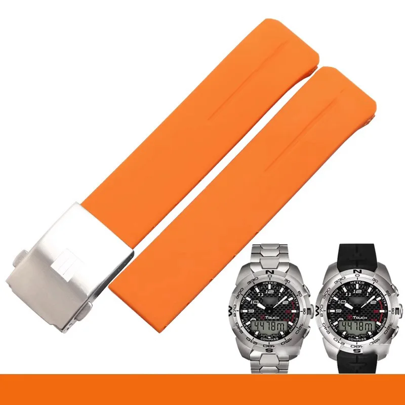 Фото Ремешок силиконовый для часов Tissot 1853 Tengzhi T-Touch T013, резиновый оригинальный браслет для мужских часов T047T081T33, 20 мм №3