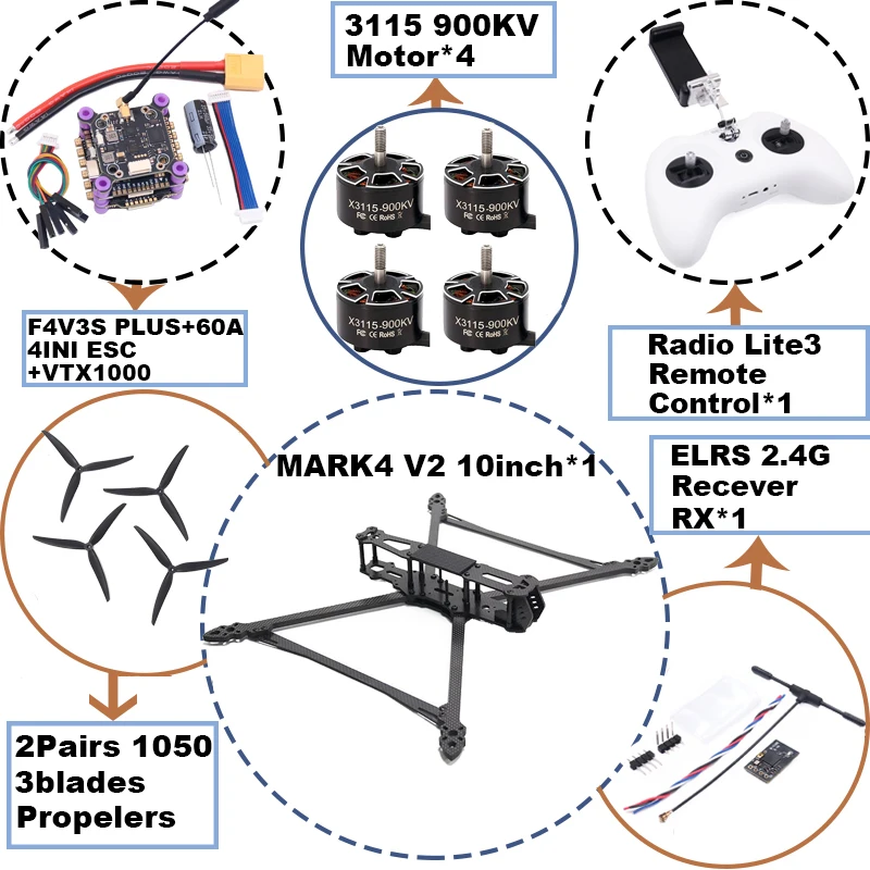 ตัวเลือกสินค้า ชุดควบคุมโดรน FPV คาร์บอนไฟเบอร์ สำหรับบิน Freestyle