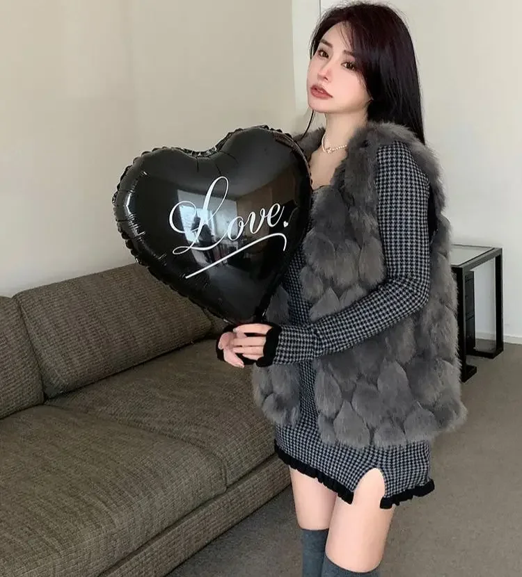 FANIECES Autumn Winter Imitation Fur Sleeveless Women Coat Luxury Plush Fluffy Solid Faux Fur Vest Overcoat Tops пальто женское