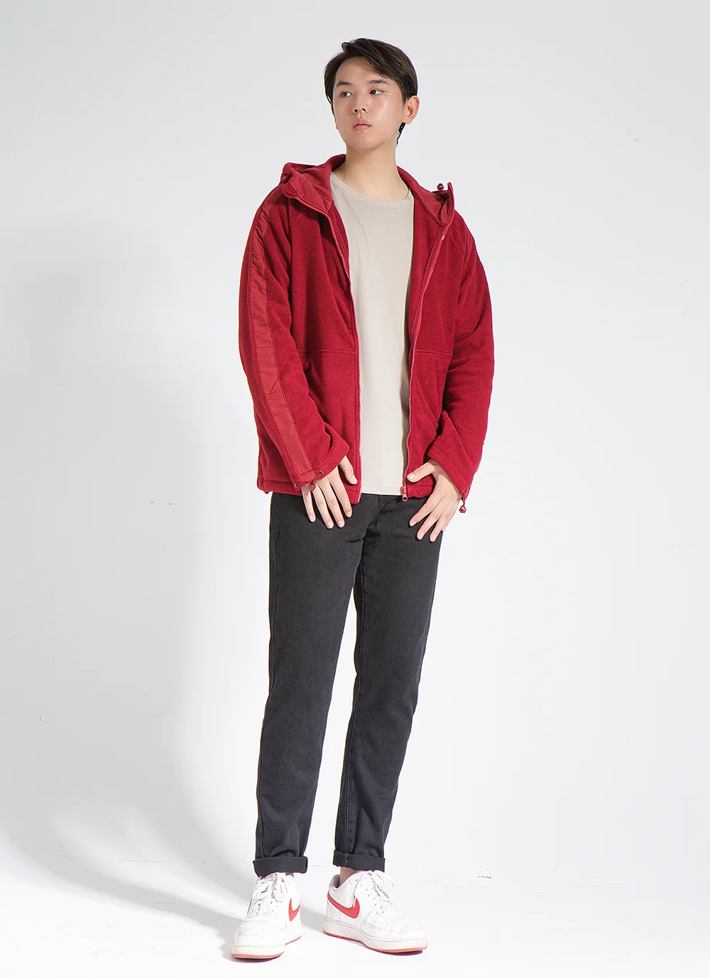 Red Win Fleece Jacket Autumn Winter 22 Men's Hooded Ultra-Light Fleece Jacket Outdoor Sports Climbing Trekking Camping