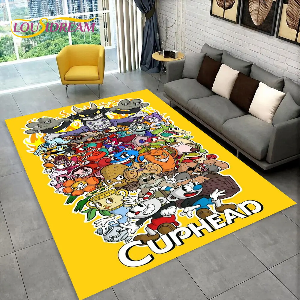 

Game,Cuphead and Mugman,Gamer Area Rug,Carpet Rug for Living Room Bedroom Sofa Doormat Decoration, Kids Play Non-slip Floor Mat