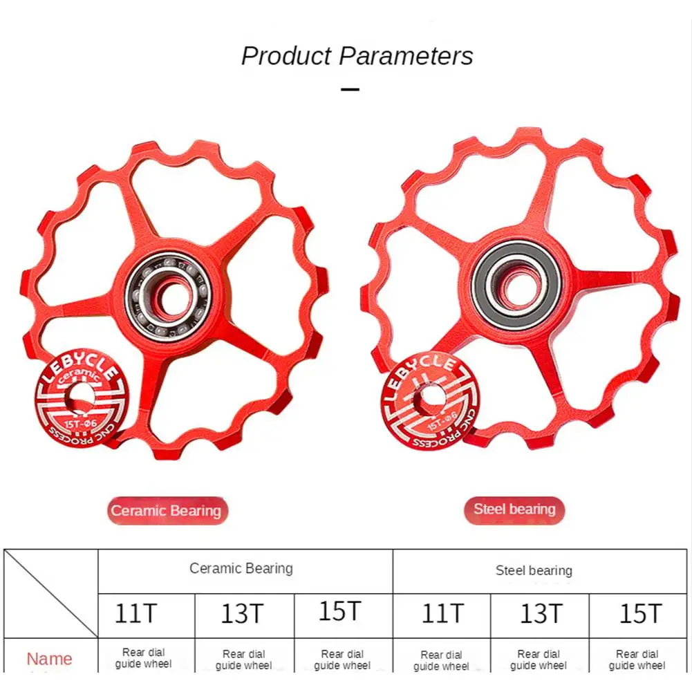 MTB 9T 11T 13T 15T Bicycle Rear Derailleur Wheel Ceramic Bearing Pulley CNC Road Bike Guide Roller Idler Part Cycling Accessory