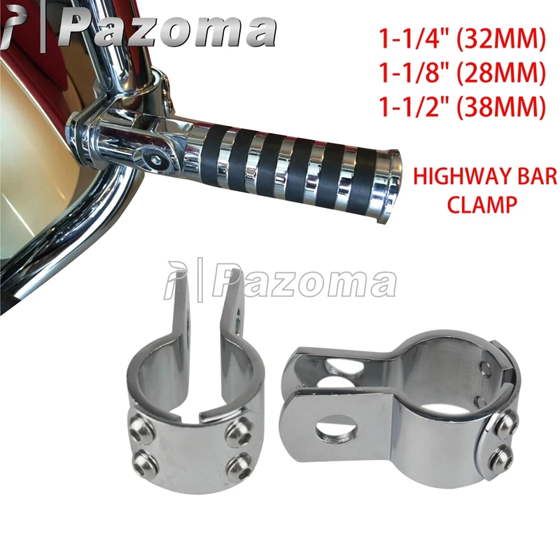 Universal Chrome 1 1/8" Footpegs Mount Crash Bar Clamps Motorcycle 1 1/4" Engine Guard 1 1/2