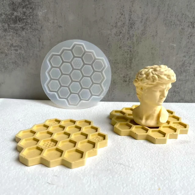 Honeycomb Coaster Silicone Mold for DIY Handmade Plaster Bee Coaster  Storage Box Hollow Tray Table Mat Cup Pad Resin Cement Mold