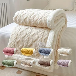 1pc Taffeta Double-Sided Lamb Wool Bed Blanket Winter Thickened Warm Sofa Blanket, Air Conditioning Blanket For All Seasons