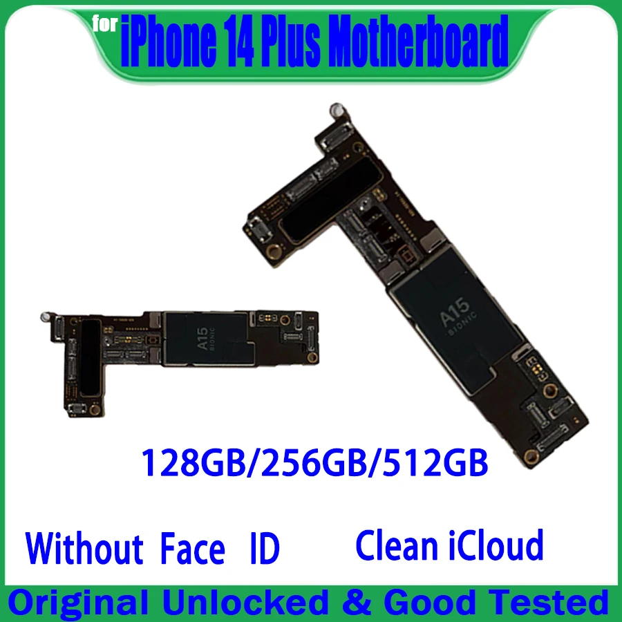 

Free Shipping E-SIM&SIM Versio Mainboard For IPhone 14 Plus Clean ICloud Motherboard Original Unlock Logic Board With/No Face ID