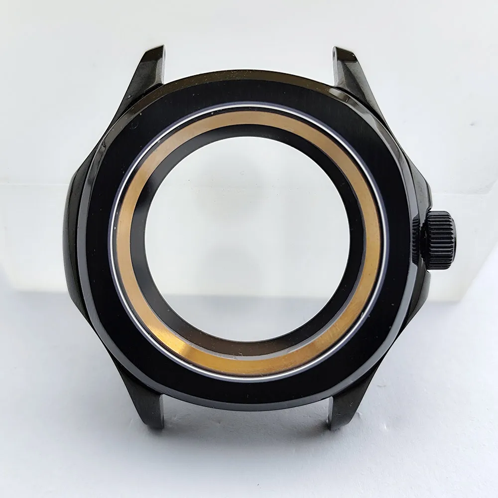 Black Steel Watch Case with Sapphire Glass and Chapter Ring, 39.5mm