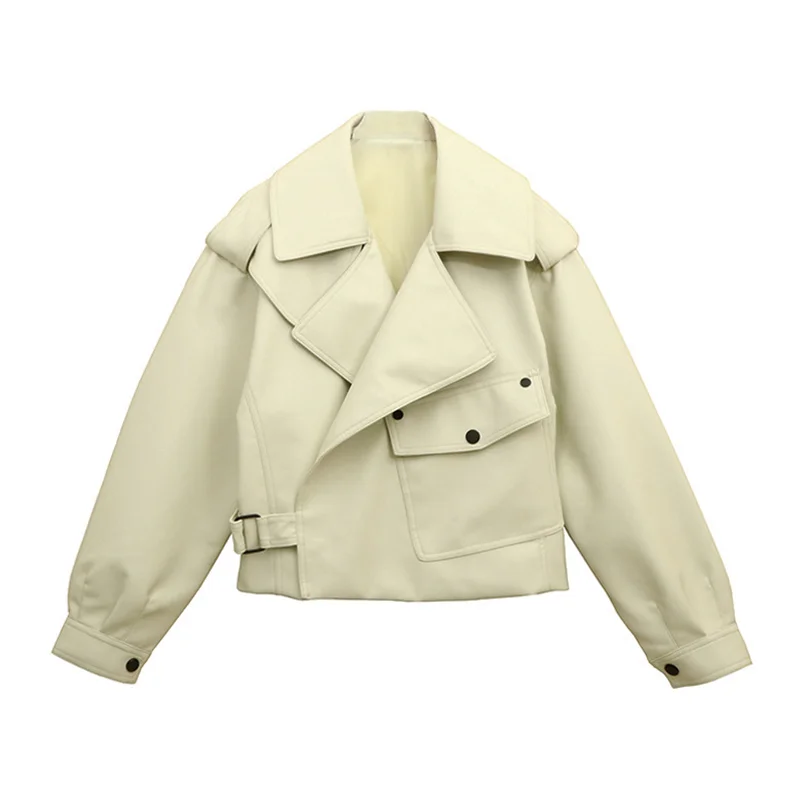 Women\'s Long-Sleeve Trench Coat with Lapel, Loose Fitting, Korean Style, Street Hipster, Outerwear Over Winter Clothes, 2023