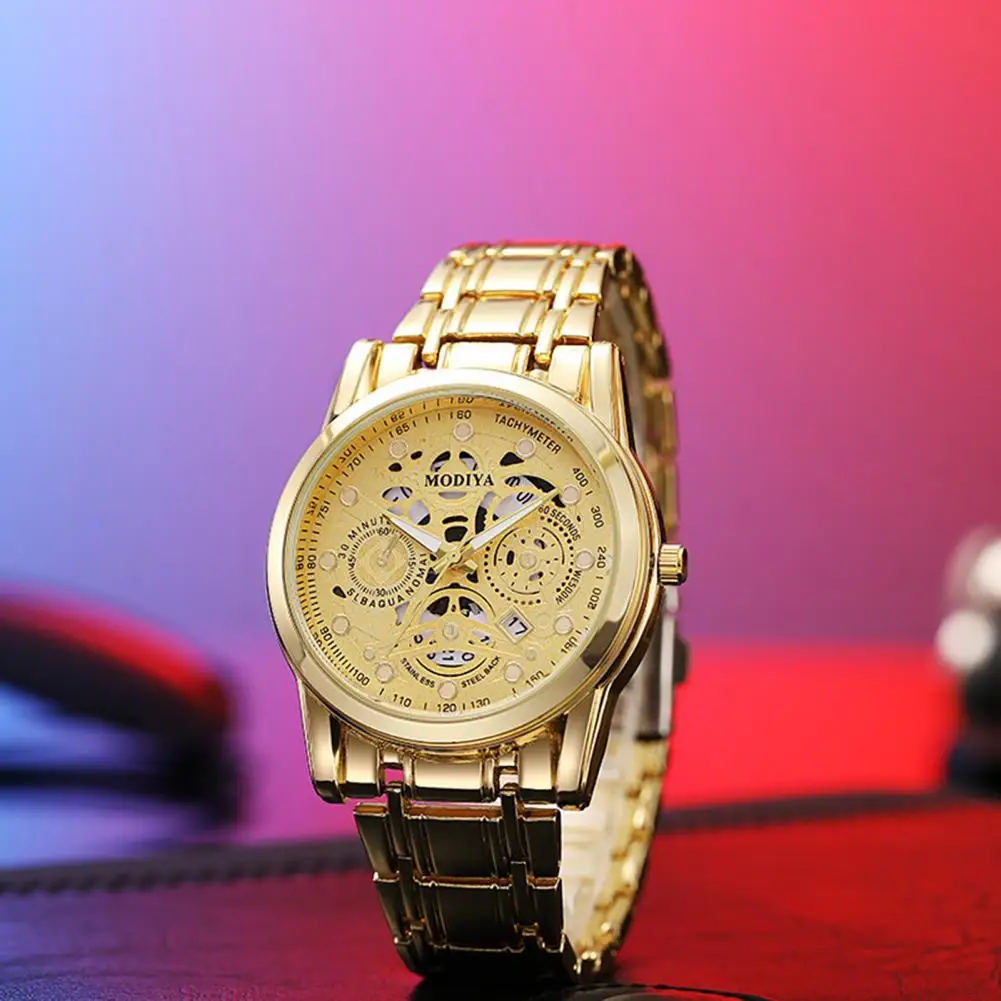 

Часы с кварцевым механизмом, изысканные Мужские кварцевые наручные часы с отображением даты, высокая точность, ремешок из сплава, официальные для мужчин