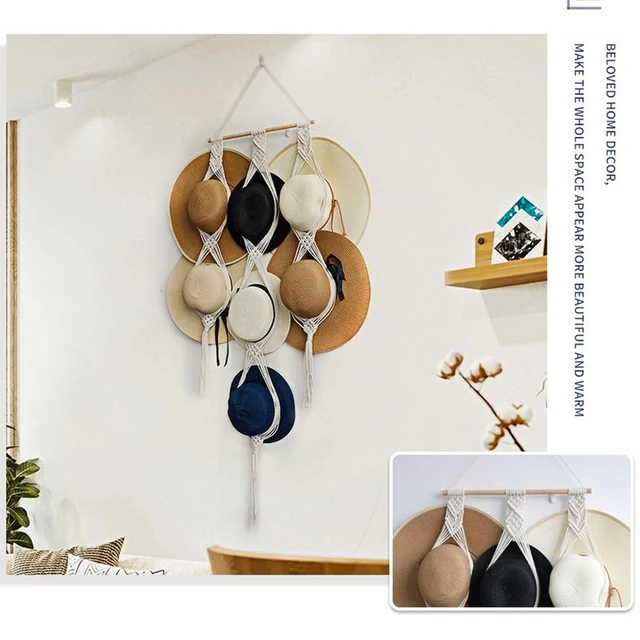 Cintres de Chapeau Boho Tissés à la Main pour la Décoration Murale, Support  en Macramé T1 pour Chapeaux à Large Bord