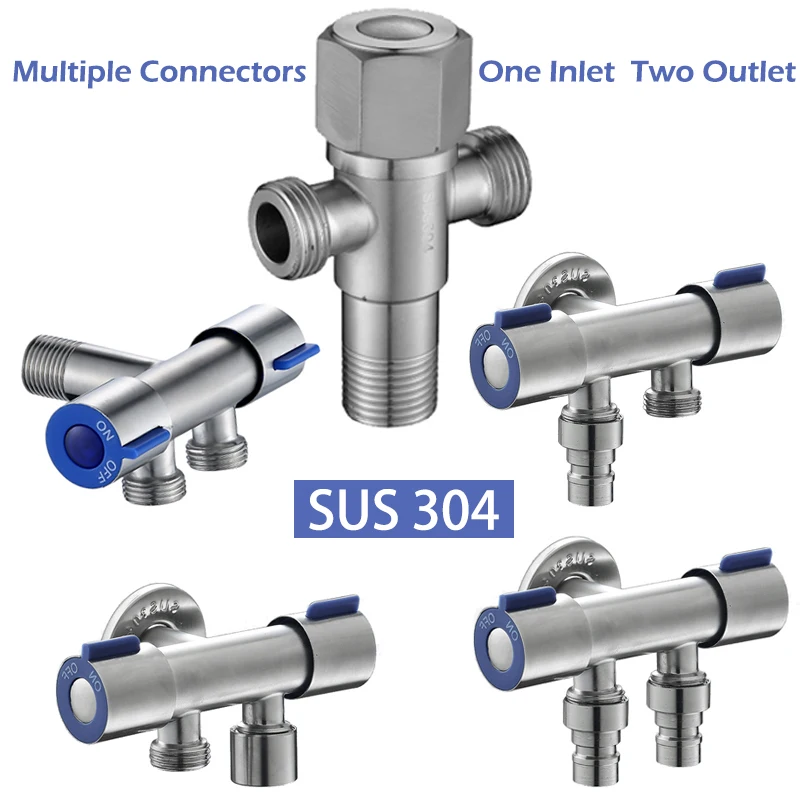 3 Way Shower Diverter Valve SUS 304 Angle Water Stop Toilet Parts Bidet Shower Flush Button For Faucets WC Bathroom Accessories