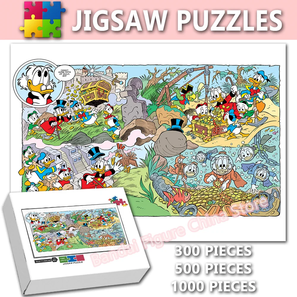 Game Toys Disney Cartoon Donald Duck Print 300/500/1000 Pieces Jigsaw Puzzle Uncle Scrooge Anime Puzzle for Kids Adult Gifts