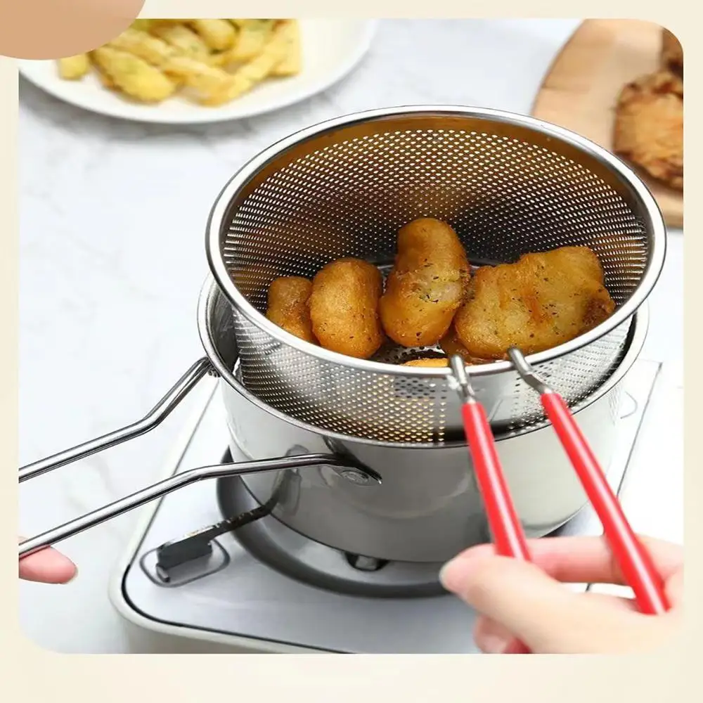 304 Stainless Steel Basket Pot Fryer Fry Deep Frying Fish Strainer French Japanese Chips Mesh Pasta Pan Wire Kitchen Turkey Onio deep fryer