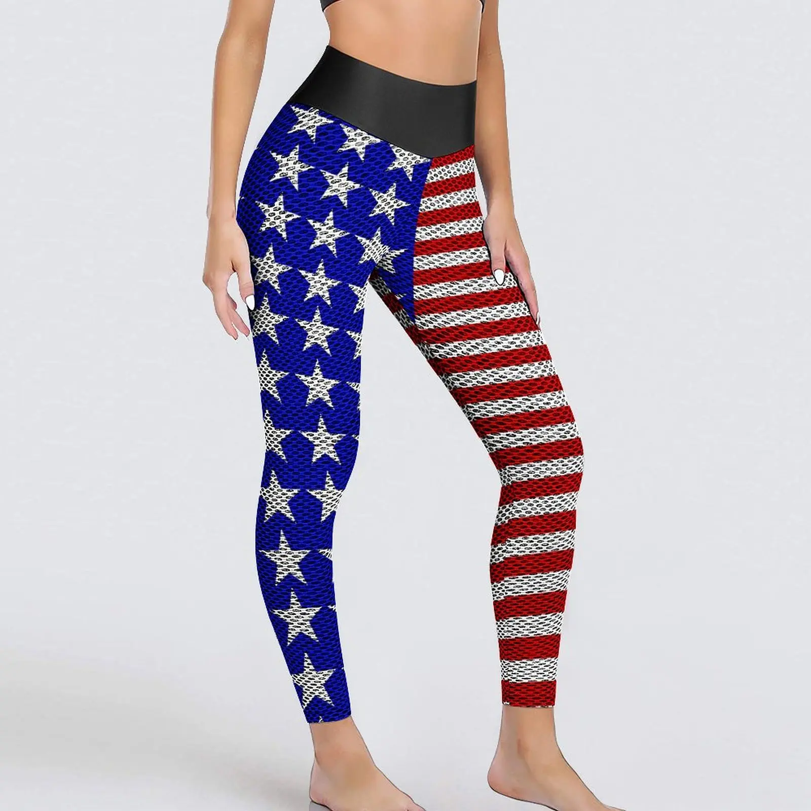 

USA American Flag Yoga Pants Sexy Stars And Stripes Print Leggings High Waist Fitness Leggins Women Funny Seamless Sports Tights