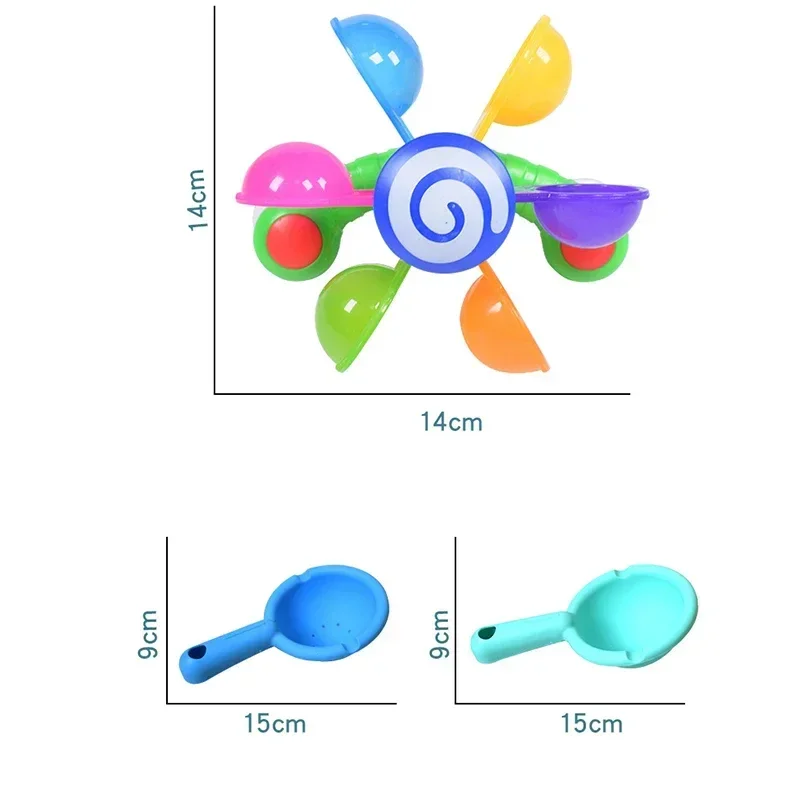 Rainbow Windmill Toddlers Bathing Sucker Water Spray Toy Colorful Waterwheel Baby Bath Toys Set Shower Sprinkler Toy — view 6