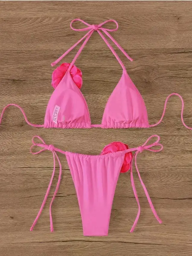 Sexy Bikini with 3D Flowers - Beach styling