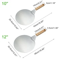 Stainless Steel & Wood Handle Pizza Peel - Round Anti-Scalding Bakeware Tool (1pc 10inch)