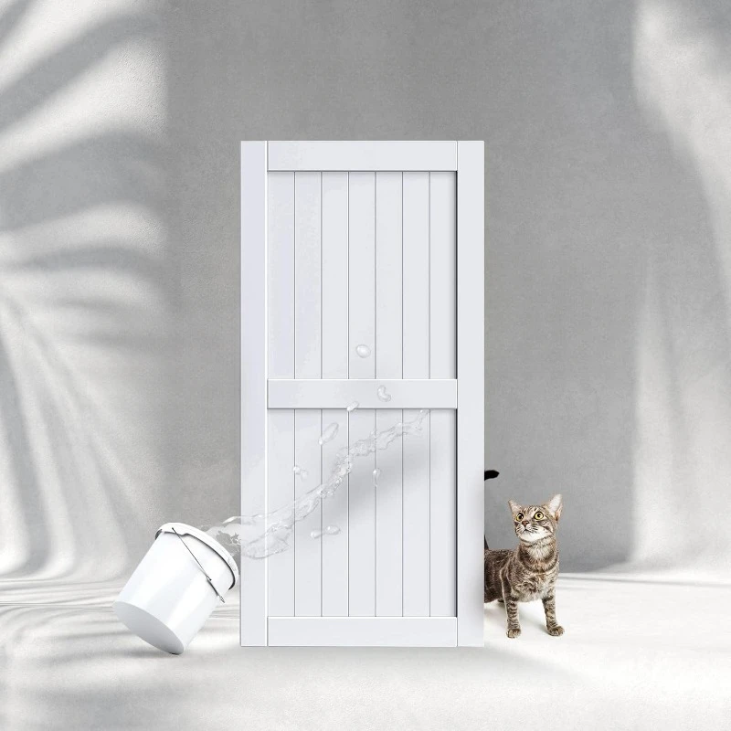 40" X 84" Sliding Barn Door Comes with 7' Barn Door Hardware Track Kit Solid Waterproof and Scratch Resistant Finish White 2