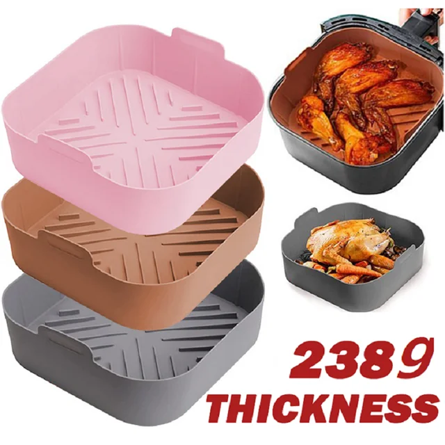 Square Replacemen Air Fryers Oven Baking Tray Fried Chicken Basket Mat Air  Fryer Silicone Pot Grill Pan Kitchen Accessories - AliExpress