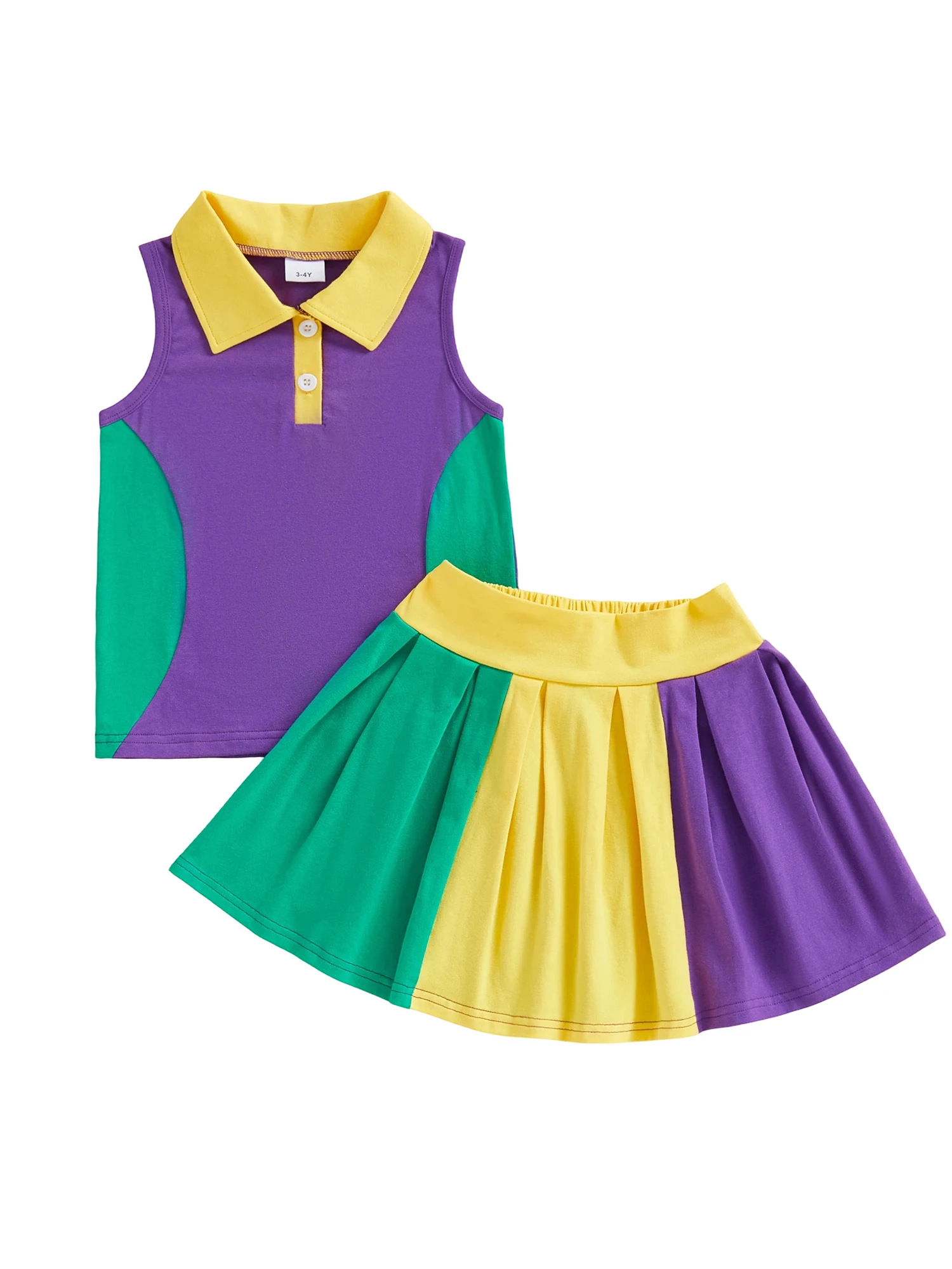 Adorable Infant Girls Outfit Stylish Carnival Theme Sleeveless Top and Skirt Set for a Trendy Look 2Pcs Costume
