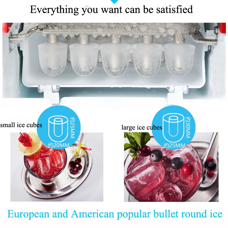 Household Ice Cube Maker Countertop Ice Machine Automatic Compressor  Cooling Portable Home Mini Round Ice Making Machine