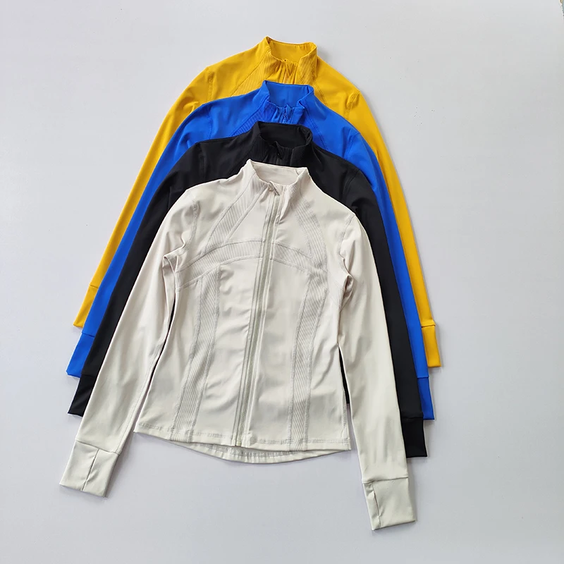 High Class Vertical Collar Sports Yoga Jacket Women Slim Slim Long Sleeve Coat Fast Drying Running Zipper Fitness Suit Top
