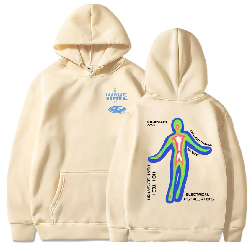 Skeleton Thermal Imaging Hoodie Gambar Grafis Pria Hip Hop Streetwear Pria Wanita Bulu Kapas Hoodie Uniseks Fashion Sweatshirt