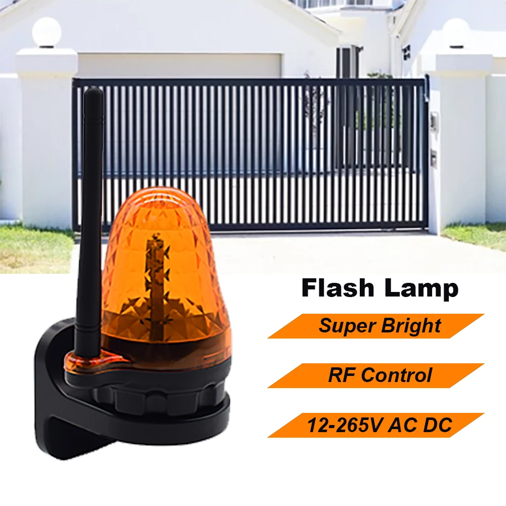 

AC/DC 12V-265V LED Gate Flashing Warning Lamp Alarm Lamp For Swing Sliding Gate Opener/Barrier Gate Signal Strobe Flashing Lamp