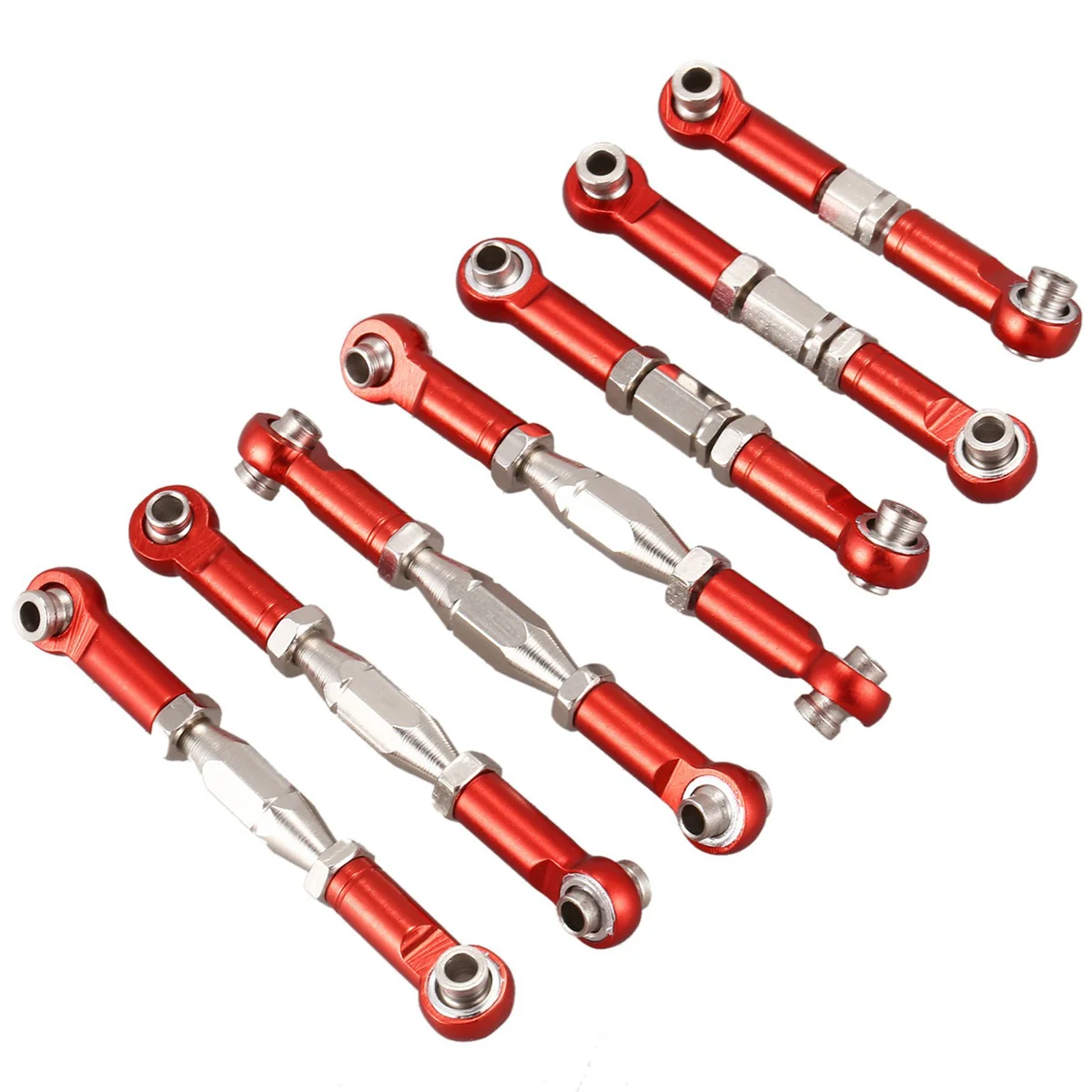 BAAU 28x for 144001 1/14 RC Car Spare Parts Metal Linkage Servo Pull Rod Steering Tie Rod Set,Red