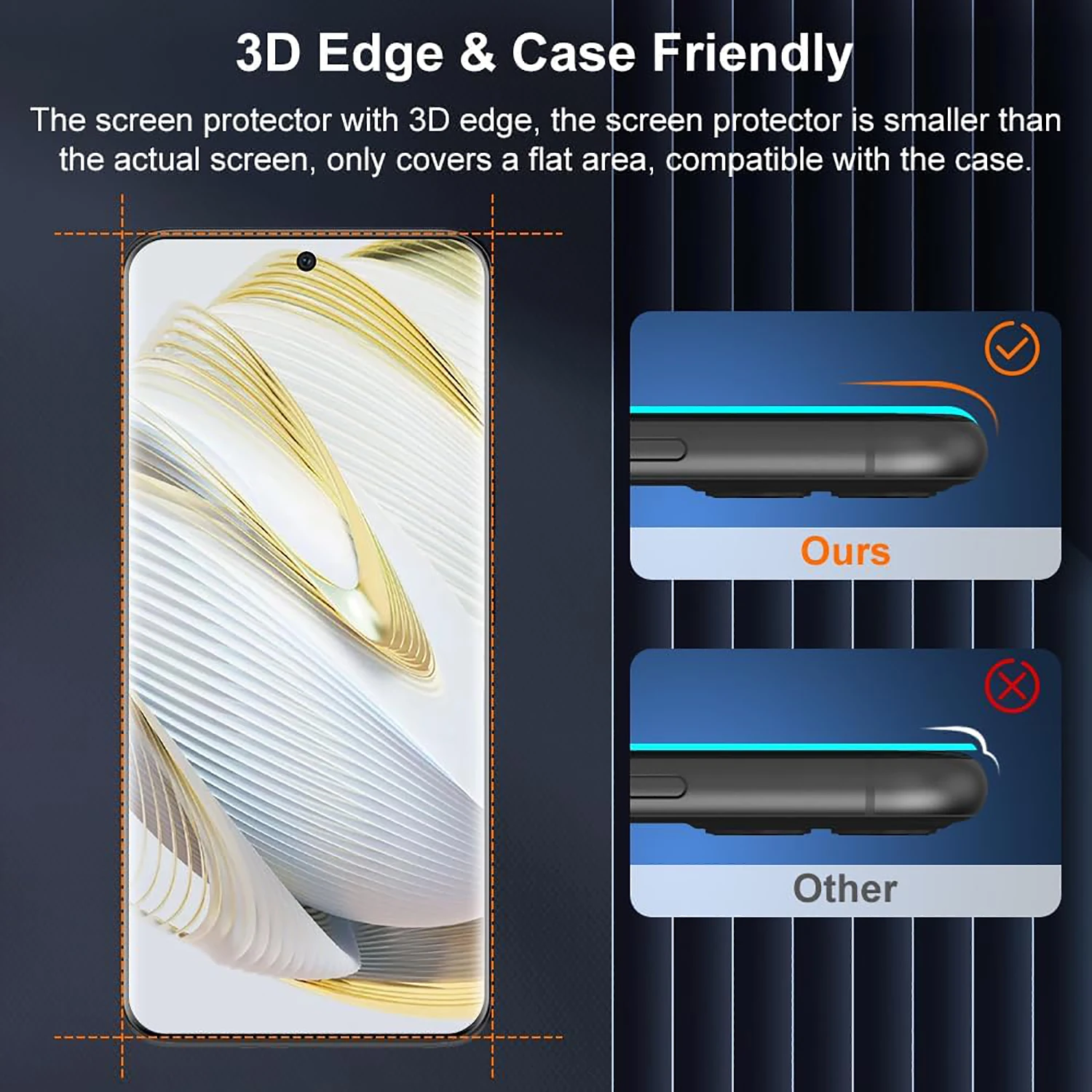 1/4 قطعة زجاج مقسى ثلاثي الأبعاد لهاتف HONOR 90 Ho...