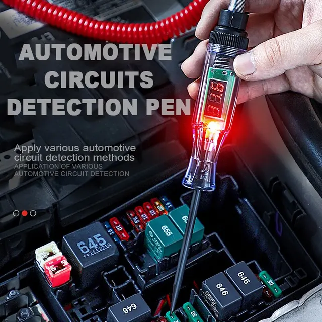 6V 12V 24V DC Car Truck Voltage Circuit Tester Digital Display Long Probe Pen Light Bulb Automobile Diagnostic Tools Auto Repair 1