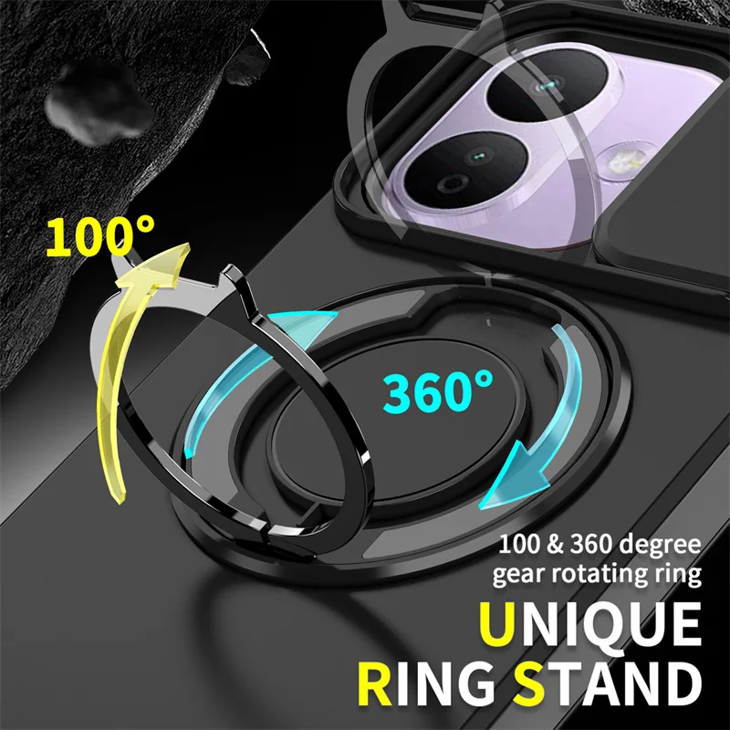Shockproof Armor Case with Camera Lens Protection and Magnetic Car Mount Holder