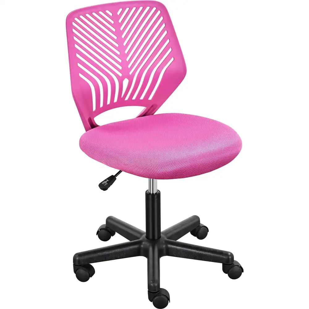 

Adjustable Armless Mid Back Office Chair, Rose Red