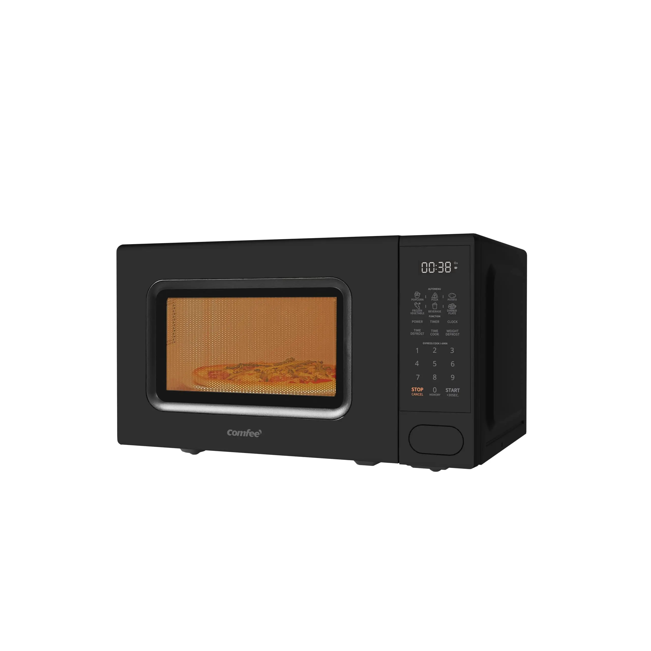 

Countertop Microwave Oven with 11 power levels, Fast Multi-stage Cooking, Turntable Reset Function, 700W,Modern Black