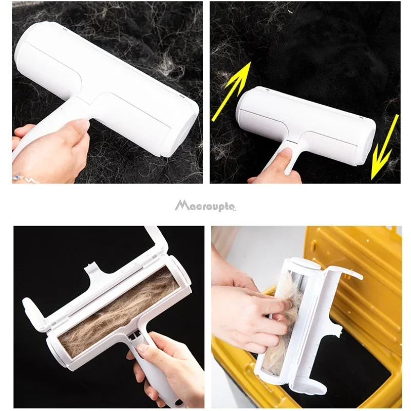 Pet Hair Remover Roller 2-Way Removing Dog Cat Hair From forniture Self-cleaning Lint Pet Remover One Hand Operat
