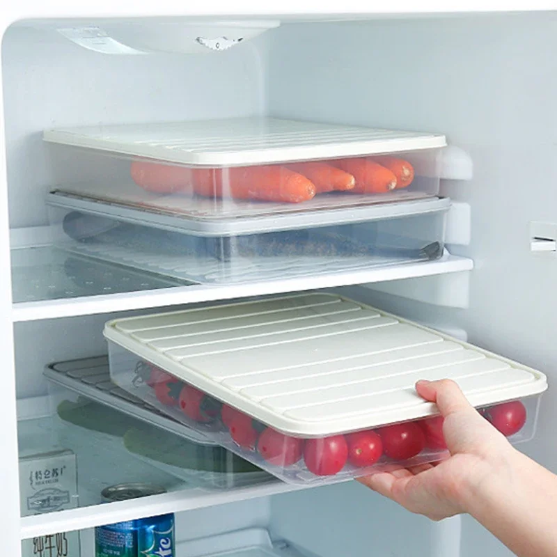Freezer Dumpling Box Food Storage Container Stackable Food Saver Box with Lid Square Plastic Single-layer Sealed Transparent kitchen storage box,rice storage box,food storage container,food storage box,storage box