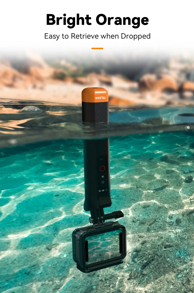 TELESIN Buoyancy Bar Selfie Stick Waterproof Selfie Stick With Hand Strap Wirele